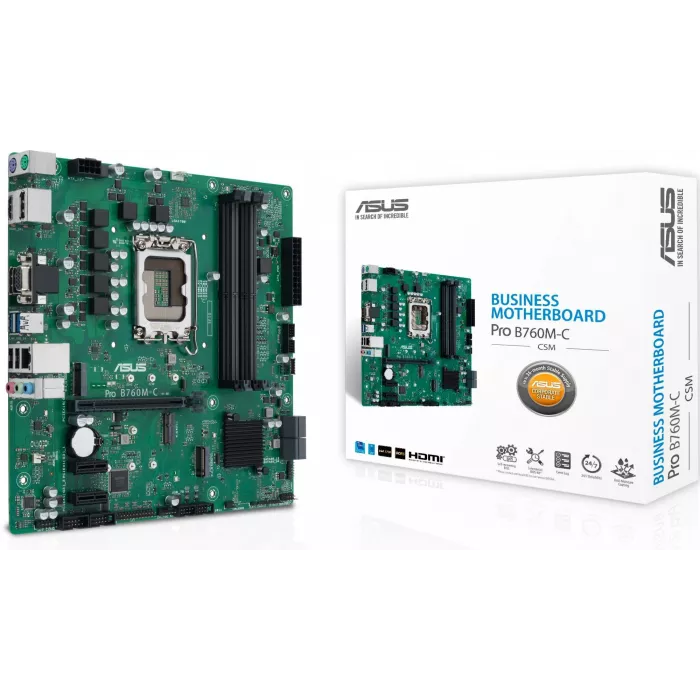 Материнская плата Asus PRO B760M-C-CSM Soc-1700 Intel B760 4xDDR5 mATX AC`97 8ch(7.1) GbLAN RAID+VGA+HDMI+DP