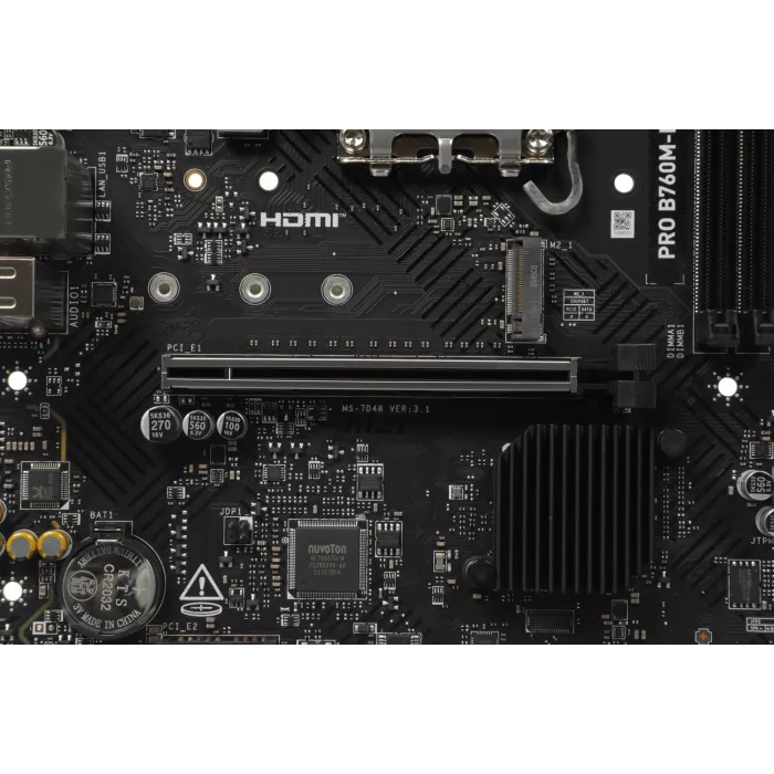 Материнская плата MSI PRO B760M-E Soc-1700 Intel B760 2xDDR5 mATX AC`97 8ch(7.1) GbLAN+VGA+HDMI