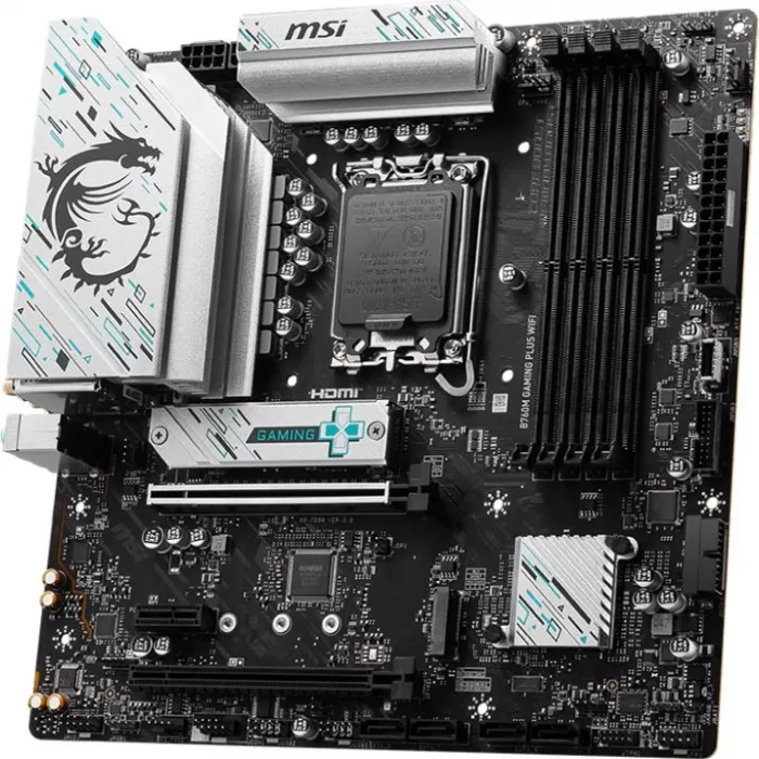 Материнская плата MSI B760M GAMING PLUS WIFI Soc-1700 Intel B760 4xDDR5 mATX AC`97 8ch(7.1) 2.5Gg+HDMI+DP