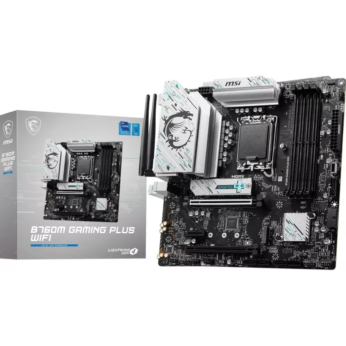 Материнская плата MSI B760M GAMING PLUS WIFI Soc-1700 Intel B760 4xDDR5 mATX AC`97 8ch(7.1) 2.5Gg+HDMI+DP