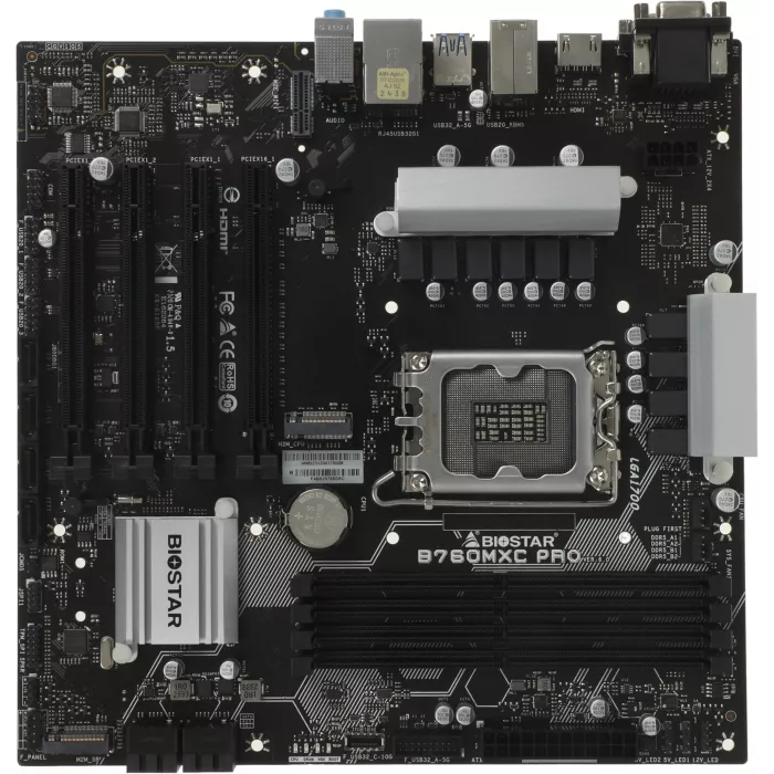 Материнская плата Biostar B760MXC Pro Soc-1700 Intel B760 4xDDR5 mATX AC`97 8ch(7.1) 2.5Gg RAID+VGA+DVI+HDMI