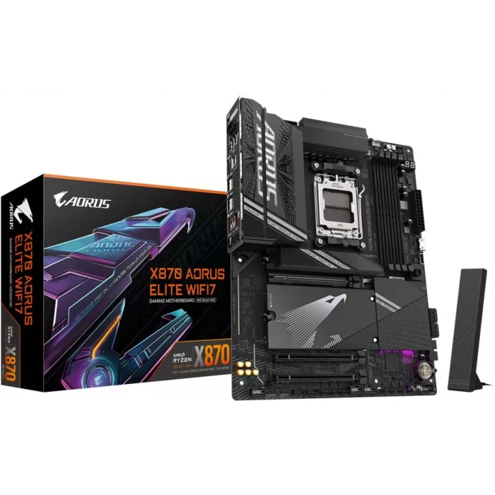 Материнская плата Gigabyte X870 AORUS ELITE WIFI7 Socket AM5 AMD X870 4xDDR5 ATX AC`97 8ch(7.1) 2.5Gg RAID+HDMI