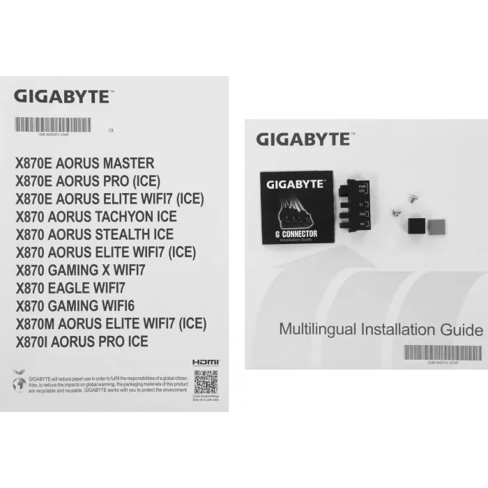 Материнская плата Gigabyte X870 GAMING WIFI6 Socket AM5 AMD X870 4xDDR5 ATX AC`97 8ch(7.1) 2.5Gg RAID+HDMI