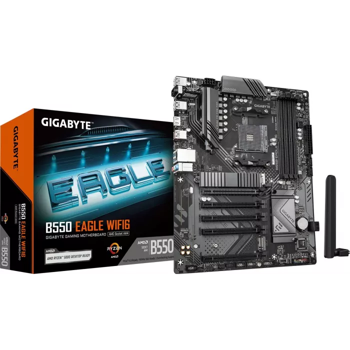 Материнская плата Gigabyte B550 EAGLE WIFI6 Soc-AM4 AMD B550 4xDDR4 ATX AC`97 8ch(7.1) GbLAN RAID+HDMI