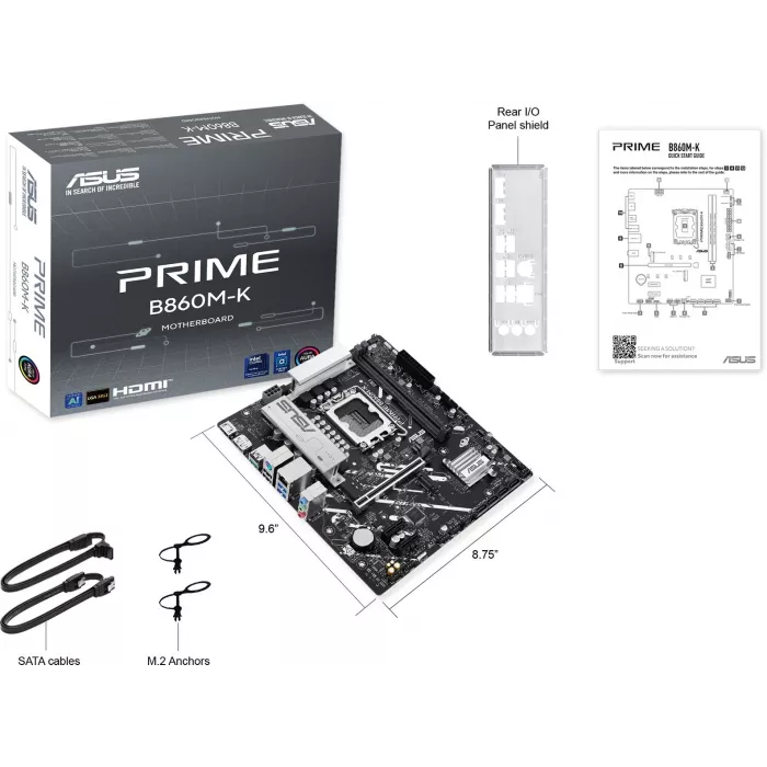 Материнская плата Asus PRIME B860M-K Soc-1851 Intel B860 2xDDR5 mATX AC`97 8ch(7.1) 2.5Gg RAID+HDMI+DP