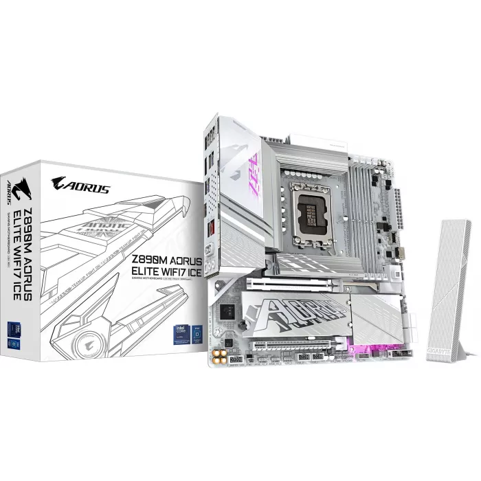 Материнская плата Gigabyte Z890M AORUS ELITE WIFI7 ICE Soc-1851 Intel Z890 4xDDR5 mATX AC`97 8ch(7.1) 2.5Gg RAID+DP