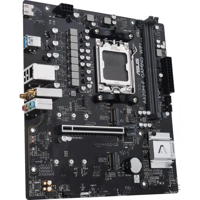 Материнская плата Asus A620M-F GAMING WIFI Socket AM5 AMD A620 2xDDR5 mATX AC`97 8ch(7.1) 2.5Gg RAID+HDMI