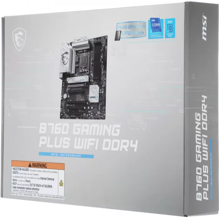 Материнская плата MSI B760 GAMING PLUS WIFI DDR4 Soc-1700 Intel B760 4xDDR4 ATX AC`97 8ch(7.1) 2.5Gg+HDMI+DP