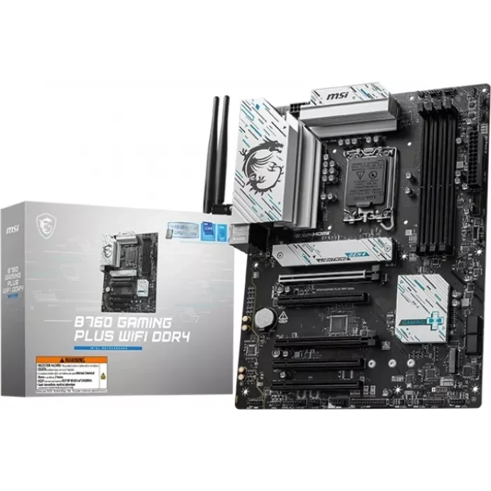 Материнская плата MSI B760 GAMING PLUS WIFI DDR4 Soc-1700 Intel B760 4xDDR4 ATX AC`97 8ch(7.1) 2.5Gg+HDMI+DP