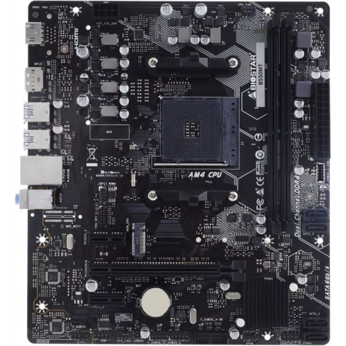 Материнская плата Biostar B550MT Soc-AM4 AMD B550 2xDDR4 mATX AC`97 8ch(7.1) GbLAN RAID+HDMI+DP