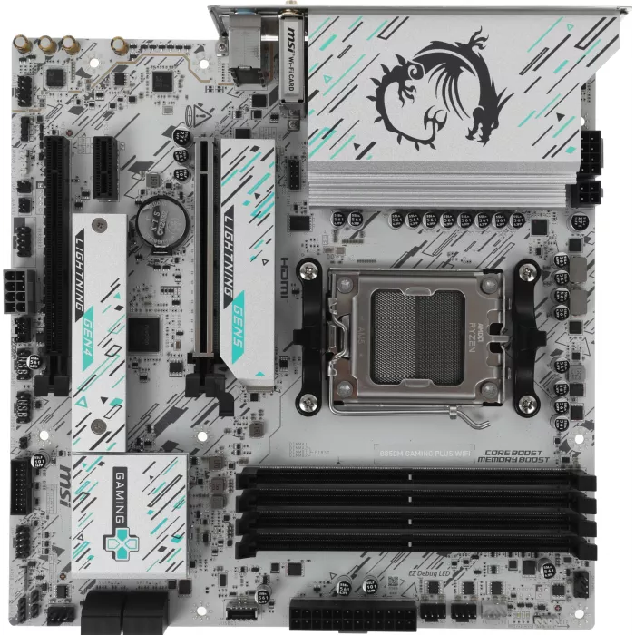Материнская плата MSI B850M GAMING PLUS WIFI Socket AM5 AMD B850 4xDDR5 mATX AC`97 8ch(7.1) 5Gigabit RAID+HDMI+DP