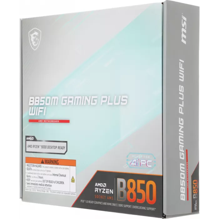 Материнская плата MSI B850M GAMING PLUS WIFI Socket AM5 AMD B850 4xDDR5 mATX AC`97 8ch(7.1) 5Gigabit RAID+HDMI+DP