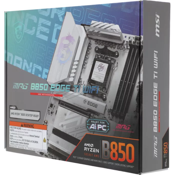 Материнская плата MSI MPG B850 EDGE TI WIFI Socket AM5 AMD B850 4xDDR5 ATX AC`97 8ch(7.1) 5Gigabit RAID+HDMI