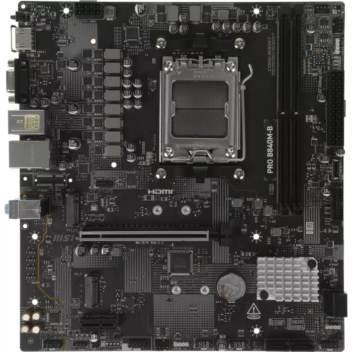 Материнская плата MSI PRO B840M-B Socket AM5 AMD B840 2xDDR5 mATX AC`97 8ch(7.1) 2.5Gg RAID+VGA+HDMI