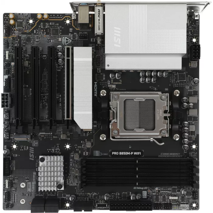 Материнская плата MSI PRO B850M-P WIFI Socket AM5 AMD B850 4xDDR5 mATX AC`97 8ch(7.1) 5Gigabit RAID+HDMI+DP