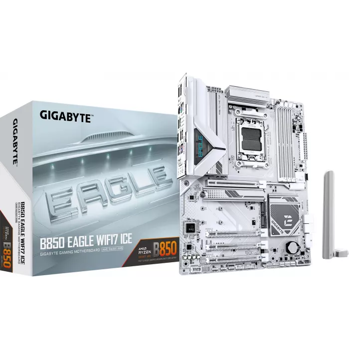 Материнская плата Gigabyte B850 EAGLE WIFI7 ICE Socket AM5 AMD B850 4xDDR5 ATX AC`97 8ch(7.1) 2.5Gg RAID+HDMI+DP