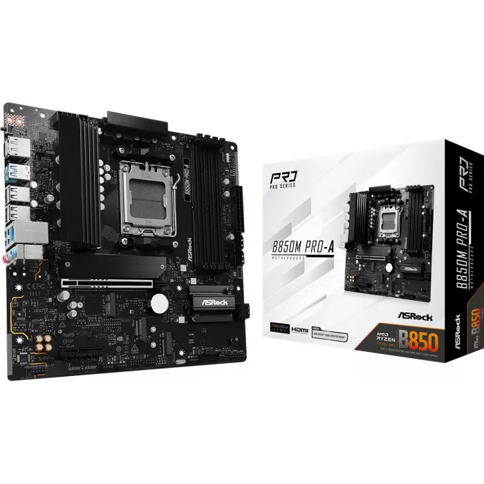 Материнская плата Asrock B850M PRO-A Socket AM5 AMD B850 4xDDR5 mATX AC`97 8ch(7.1) 2.5Gg RAID+HDMI+DP