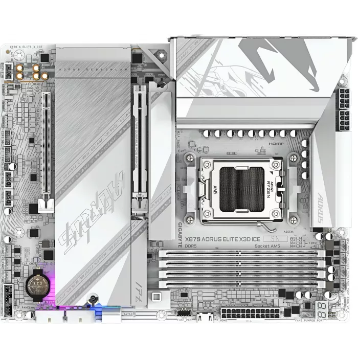 Материнская плата Gigabyte X870 AORUS ELITE X3D ICE Socket AM5 AMD X870 4xDDR5 ATX AC`97 8ch(7.1) 5Gigabit RAID+HDMI