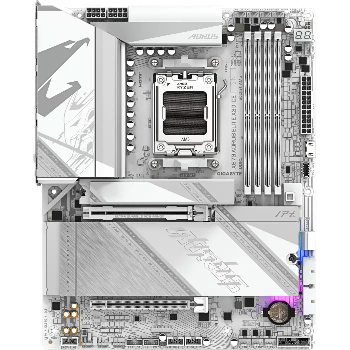 Материнская плата Gigabyte X870 AORUS ELITE X3D ICE Socket AM5 AMD X870 4xDDR5 ATX AC`97 8ch(7.1) 5Gigabit RAID+HDMI