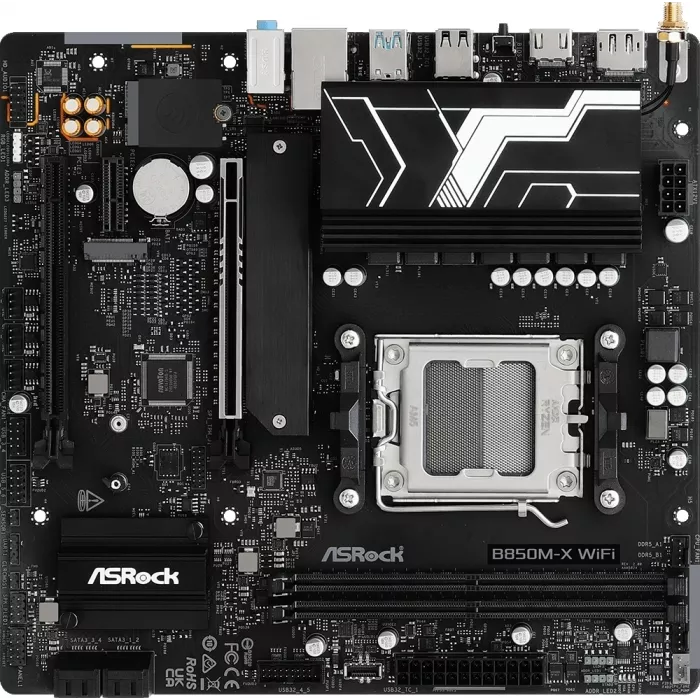 Материнская плата Asrock B850M-X WIFI R2.0 Socket AM5 AMD B850 2xDDR5 mATX AC`97 8ch(7.1) 2.5Gg RAID+HDMI+DP