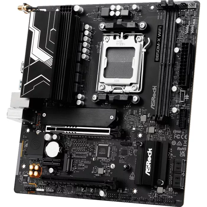 Материнская плата Asrock B850M-X WIFI R2.0 Socket AM5 AMD B850 2xDDR5 mATX AC`97 8ch(7.1) 2.5Gg RAID+HDMI+DP