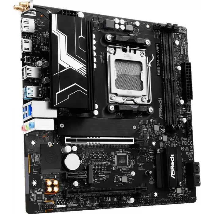 Материнская плата Asrock B850M-X WIFI R2.0 Socket AM5 AMD B850 2xDDR5 mATX AC`97 8ch(7.1) 2.5Gg RAID+HDMI+DP