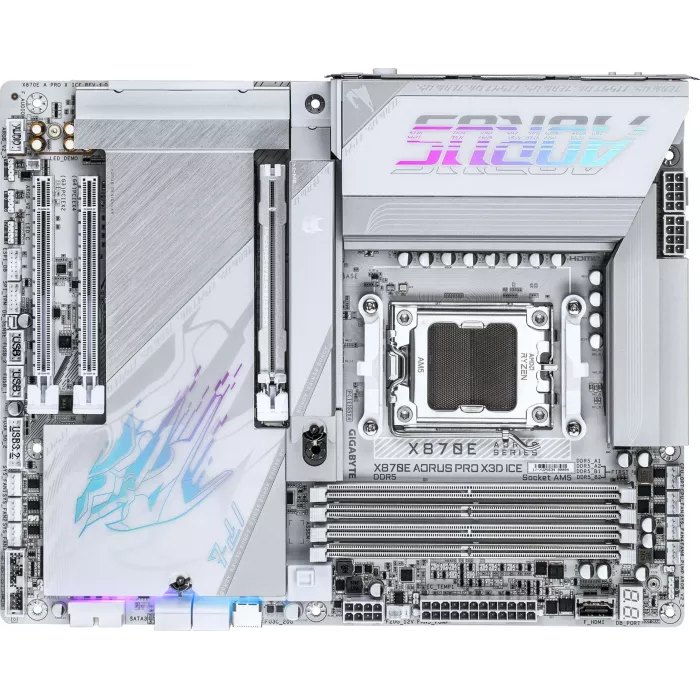 Материнская плата Gigabyte X870E AORUS PRO X3D ICE Socket AM5 AMD X870E 4xDDR5 ATX AC`97 8ch(7.1) 5Gigabit RAID+HDMI