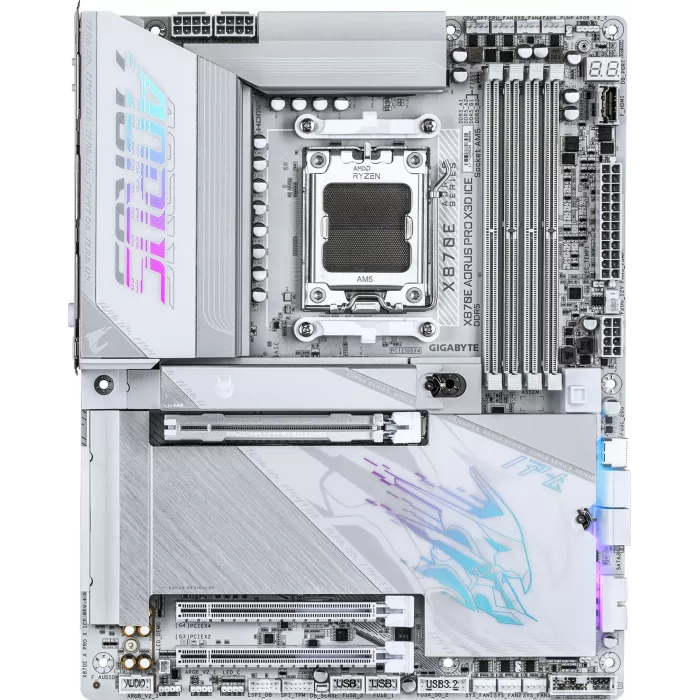 Материнская плата Gigabyte X870E AORUS PRO X3D ICE Socket AM5 AMD X870E 4xDDR5 ATX AC`97 8ch(7.1) 5Gigabit RAID+HDMI