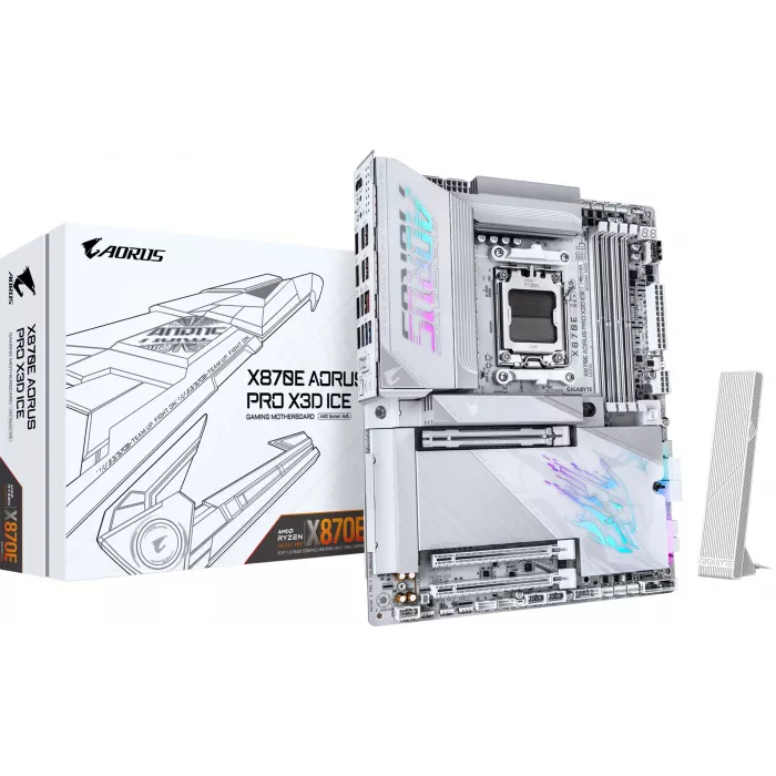 Материнская плата Gigabyte X870E AORUS PRO X3D ICE Socket AM5 AMD X870E 4xDDR5 ATX AC`97 8ch(7.1) 5Gigabit RAID+HDMI
