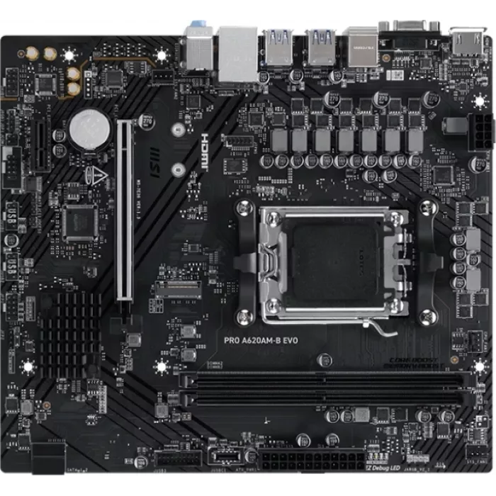 Материнская плата MSI PRO A620AM-B EVO Socket AM5 AMD A620A 2xDDR5 mATX AC`97 8ch(7.1) 2.5Gg RAID+VGA+HDMI