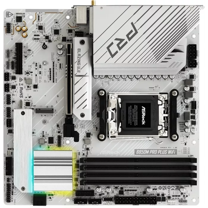 Материнская плата Asrock B850M Pro Plus WiFi Socket AM5 AMD B850 4xDDR5 mATX AC`97 8ch(7.1) 2.5Gg RAID+HDMI+DP