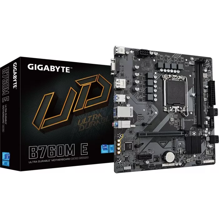 Материнская плата Gigabyte B760M E Soc-1700 Intel B760 2xDDR5 mATX AC`97 8ch(7.1) GbLAN RAID+VGA+HDMI+DP