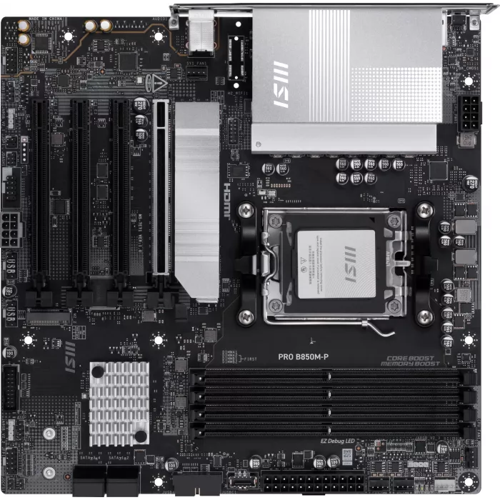 Материнская плата MSI PRO B850M-P Socket AM5 AMD B850 4xDDR5 mATX AC`97 8ch(7.1) 5Gigabit RAID+HDMI+DP