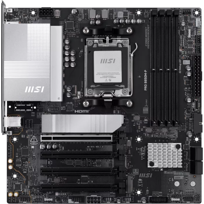 Материнская плата MSI PRO B850M-P Socket AM5 AMD B850 4xDDR5 mATX AC`97 8ch(7.1) 5Gigabit RAID+HDMI+DP