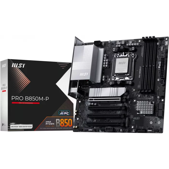 Материнская плата MSI PRO B850M-P Socket AM5 AMD B850 4xDDR5 mATX AC`97 8ch(7.1) 5Gigabit RAID+HDMI+DP
