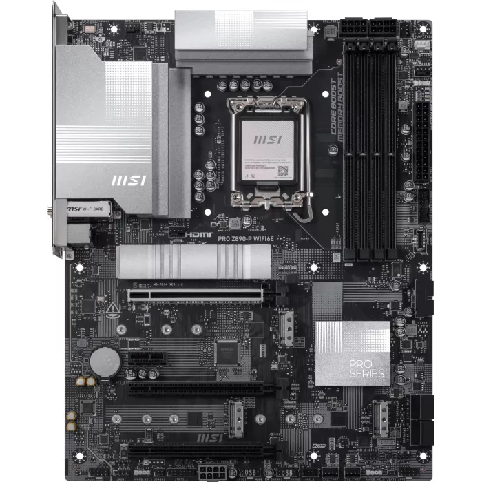 Материнская плата MSI PRO Z890-P WIFI6E Soc-1851 Intel Z890 4xDDR5 ATX AC`97 8ch(7.1) 5Gigabit RAID+HDMI+DP