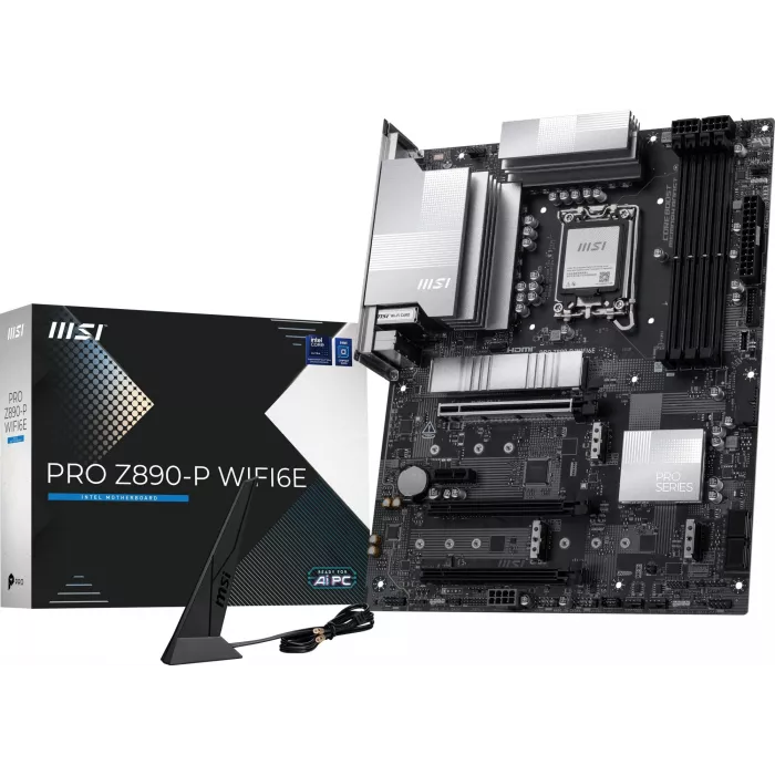 Материнская плата MSI PRO Z890-P WIFI6E Soc-1851 Intel Z890 4xDDR5 ATX AC`97 8ch(7.1) 5Gigabit RAID+HDMI+DP
