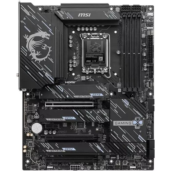 Материнская плата MSI Z890 GAMING PLUS WIFI6E Soc-1851 Intel Z890 4xDDR5 ATX AC`97 8ch(7.1) 5Gigabit RAID+HDMI+DP