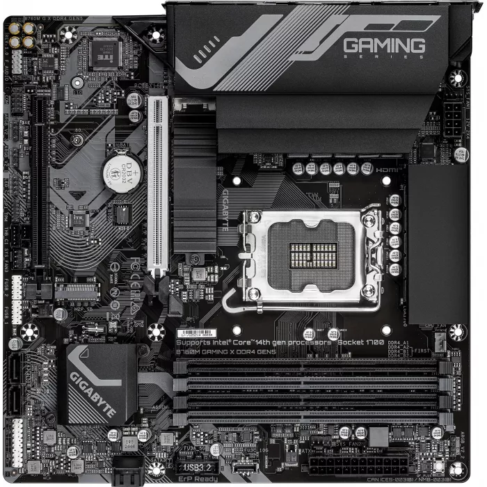Материнская плата Gigabyte B760M GAMING X DDR4 GEN5 Soc-1700 Intel B760 4xDDR4 mATX AC`97 8ch(7.1) 2.5Gg RAID+HDMI+DP