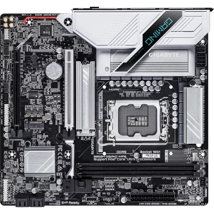 Материнская плата Gigabyte B860M GAMING WIFI6 Soc-1851 Intel B860 2xDDR5 mATX AC`97 8ch(7.1) 2.5Gg RAID+HDMI+DP