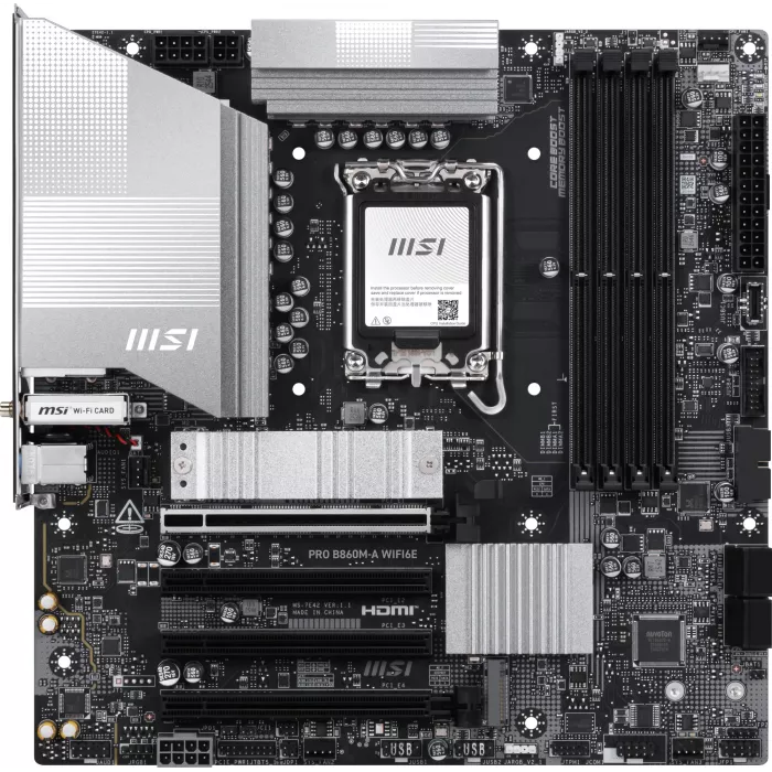 Материнская плата MSI PRO B860M-A WIFI6E Soc-1851 Intel B860 mATX AC`97 8ch(7.1) 5Gigabit RAID+HDMI+DP