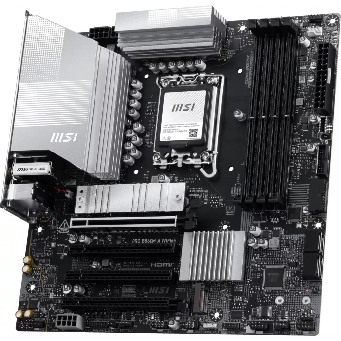 Материнская плата MSI PRO B860M-A WIFI6E Soc-1851 Intel B860 mATX AC`97 8ch(7.1) 5Gigabit RAID+HDMI+DP
