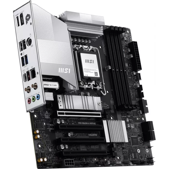 Материнская плата MSI PRO B860M-A WIFI6E Soc-1851 Intel B860 mATX AC`97 8ch(7.1) 5Gigabit RAID+HDMI+DP