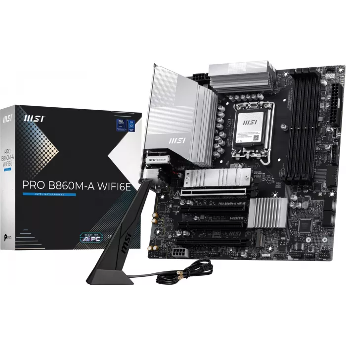 Материнская плата MSI PRO B860M-A WIFI6E Soc-1851 Intel B860 mATX AC`97 8ch(7.1) 5Gigabit RAID+HDMI+DP