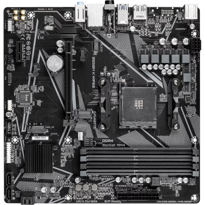 Материнская плата Gigabyte B550M K WF6E Soc-AM4 AMD B550 4xDDR4 mATX AC`97 8ch(7.1) GbLAN RAID+HDMI+DP