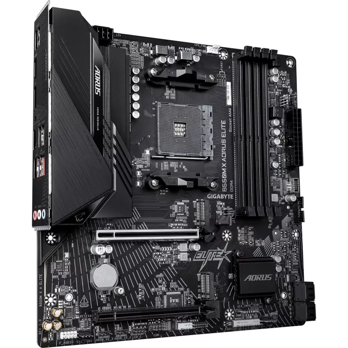 Материнская плата Gigabyte B550M X A ELITE Soc-AM4 AMD B550 4xDDR4 mATX AC`97 8ch(7.1) 2.5Gg RAID+HDMI+DP