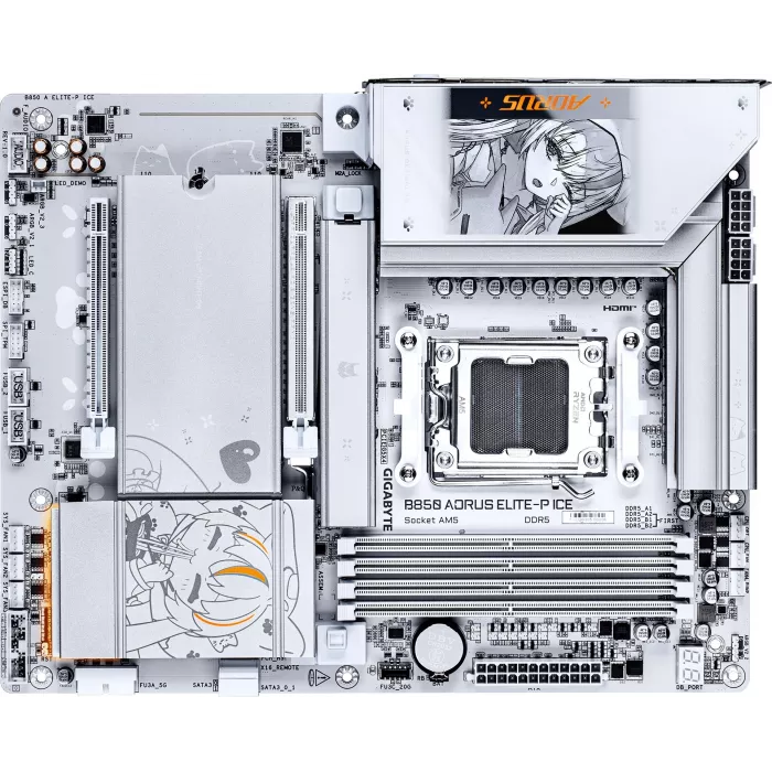 Материнская плата Gigabyte B850 A ELITE-P ICE Socket AM5 AMD B850 4xDDR5 ATX AC`97 8ch(7.1) 5Gigabit RAID+HDMI