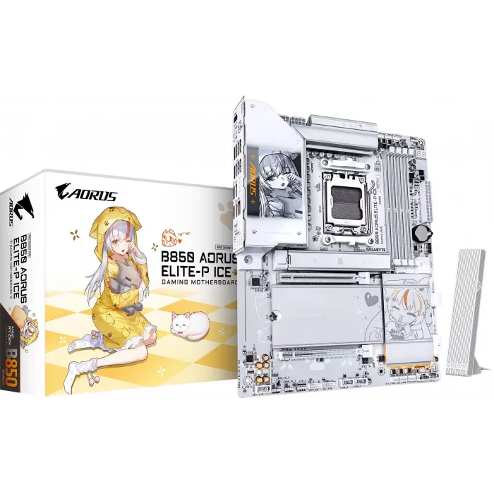 Материнская плата Gigabyte B850 A ELITE-P ICE Socket AM5 AMD B850 4xDDR5 ATX AC`97 8ch(7.1) 5Gigabit RAID+HDMI
