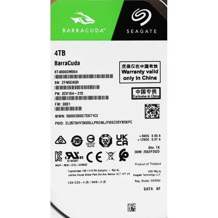 Жесткий диск Seagate SATA-III 4TB ST4000DM004 Desktop Barracuda 4KN (5400rpm) 256Mb 3.5"