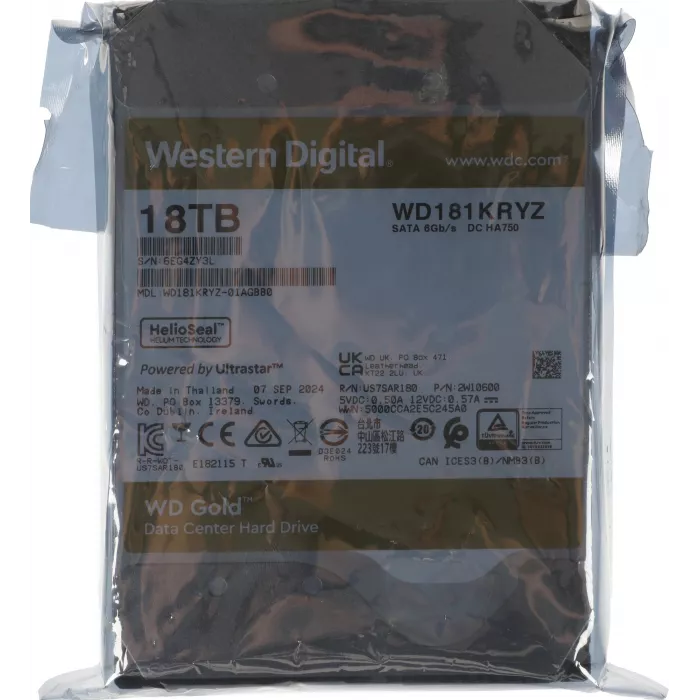 Жесткий диск WD SATA-III 18TB WD181KRYZ Server Gold 512E (7200rpm) 512Mb 3.5"